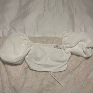 Love Bonito Elegant White Puff Sleeve Crop Top